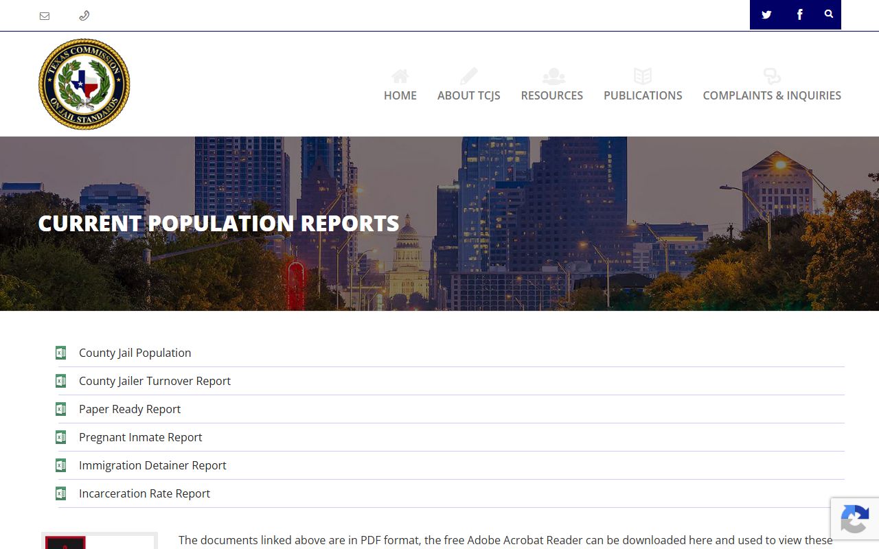 Jim Hogg County Jail inmate population TCJS population reports page